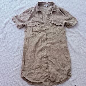 James perse linen long buttoned up with built-in tank size 3